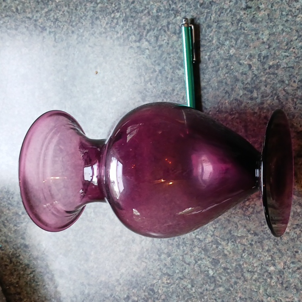 Home Hand Blown Amethyst Vase Vintage